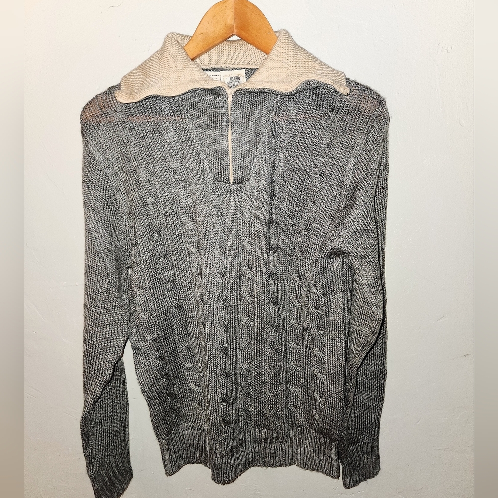 Vintage 1960's Kensington Cable Knit Quarter Zip Sweater